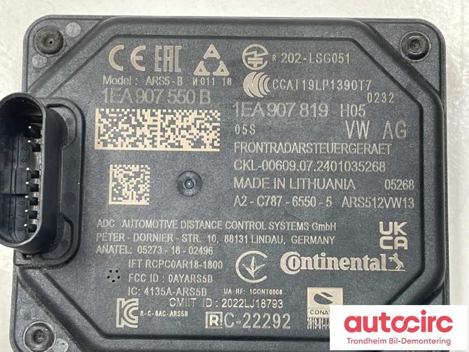 Sensor radar til VW ID.4 2020-->>  (1EA907550B|)