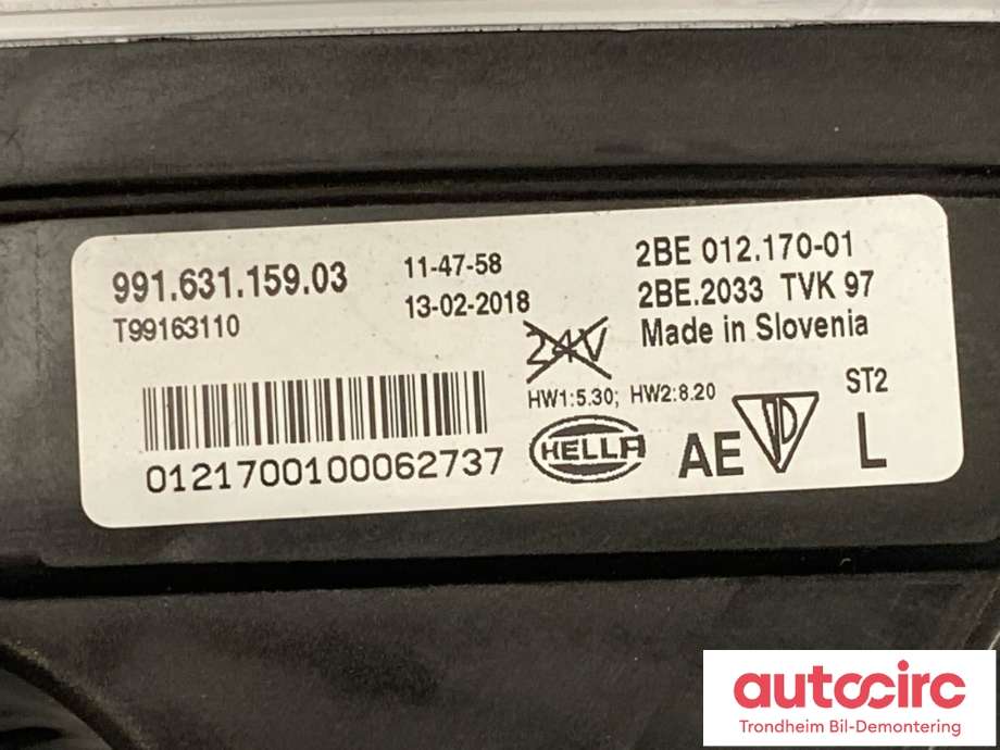 Kjørelys led venstre foran til Porsche 911 2012-2019 (991) (991) (HELLA|991 631 159 03|991 631 159 06|2BE 012. 170-01)