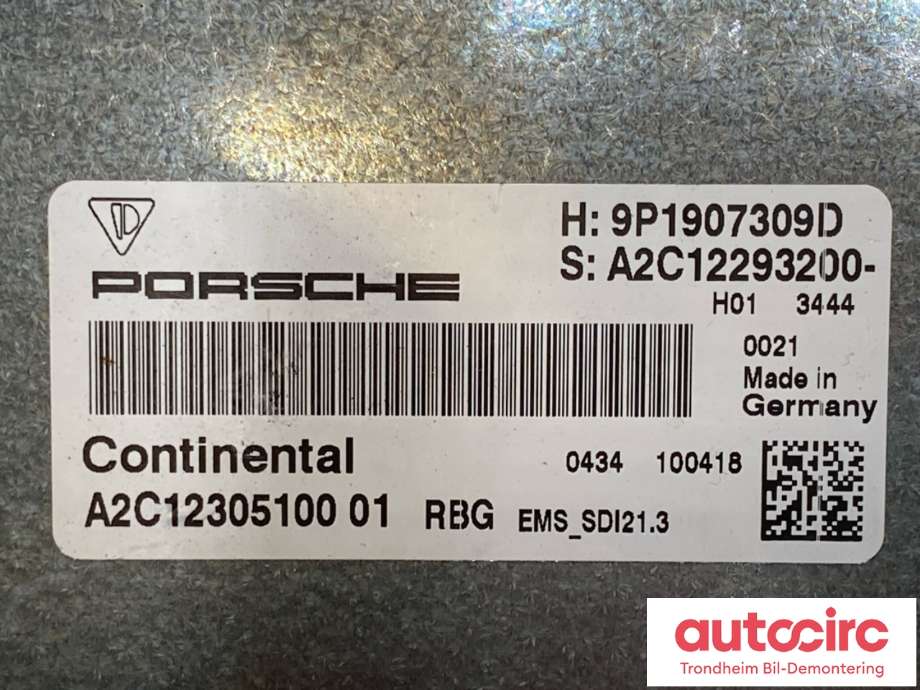 Styreenhet motor til Porsche 911 2012-2019 (991) (991) (CONTINENTAL/PORSCHE|9P1 907 309 C|9P1 907 309 D|A2C12305100 01)