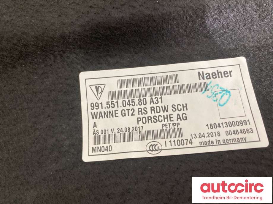 Bagasjerom teppe/gulvplate til Porsche 911 2012-2019 (991) (991) (991 551 051 01|)