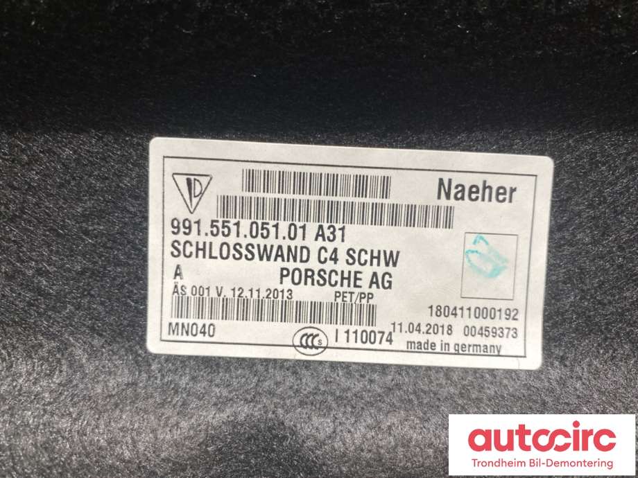 Bagasjerom teppe/gulvplate til Porsche 911 2012-2019 (991) (991) (991 551 045 80|)