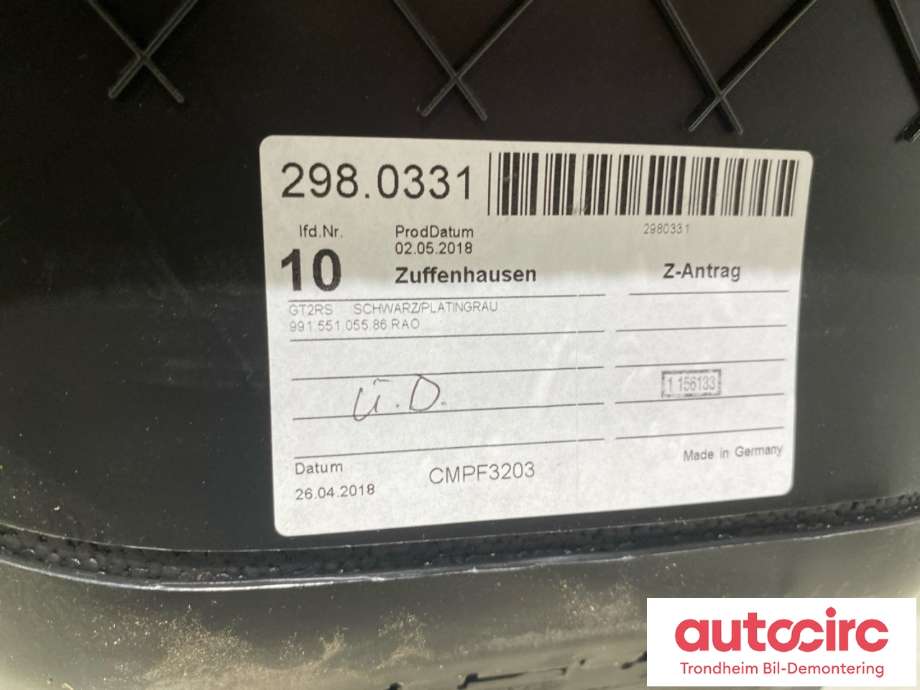 Innredning diverse til Porsche 911 2012-2019 (991) (991) (991 551 055 86|)