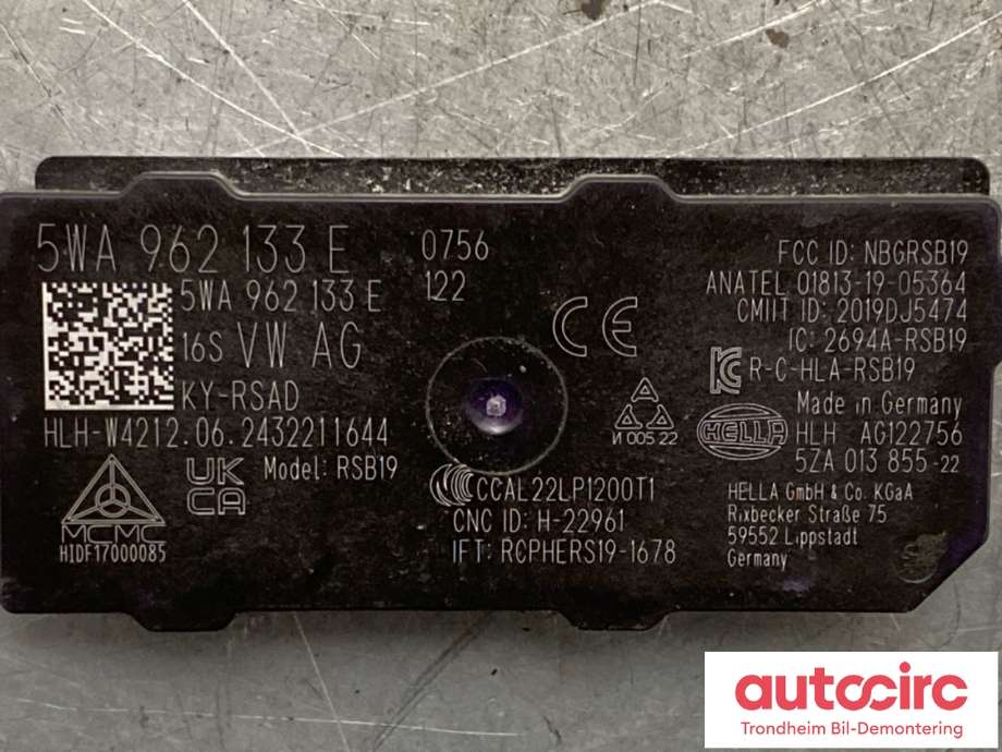 Styreenhet nøkkelfri/keyless til VW ID.4 2020-->>  (5WA962133E|)