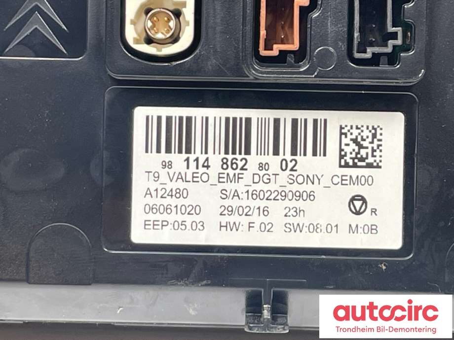 Bilstereo navigasjon skjerm til Peugeot 308 2013-2021 (Type II)  (9811486280|)