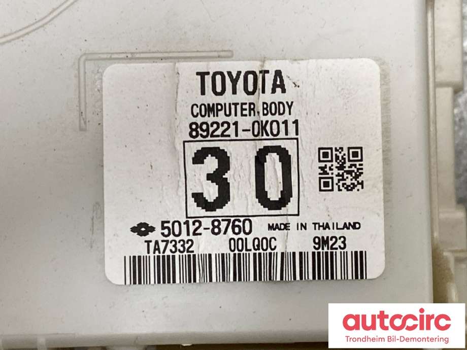 Styreenhet comfort (BCM) til Toyota Hilux 2020-->> (89221-0K011|)