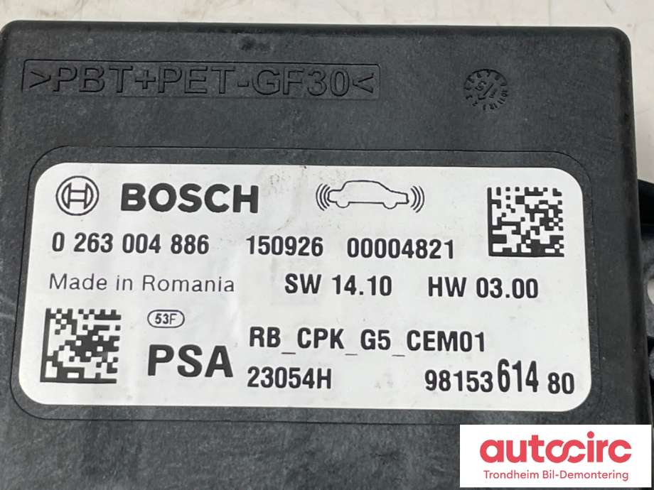 Styreenhet parkering til Peugeot 308 2013-2021 (Type II)  (9815361480|16 137 114 80|)