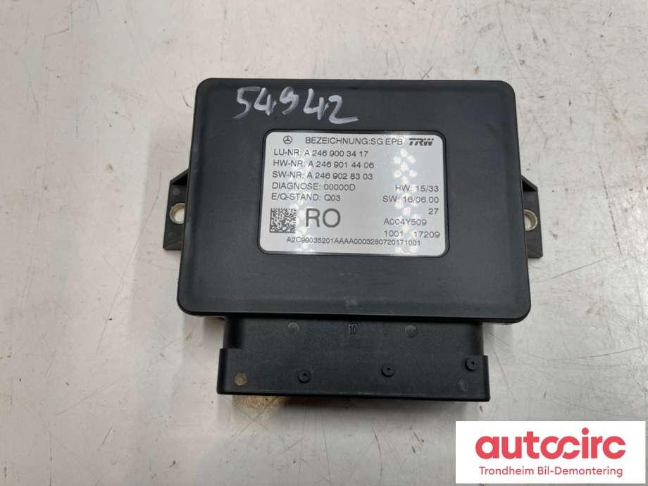 Styreenhet elektrisk parkbrems (EPB - Electric Parking Brake) til Mercedes A-Klasse 2012-2018 (W176) (W176) (A2469003417|)