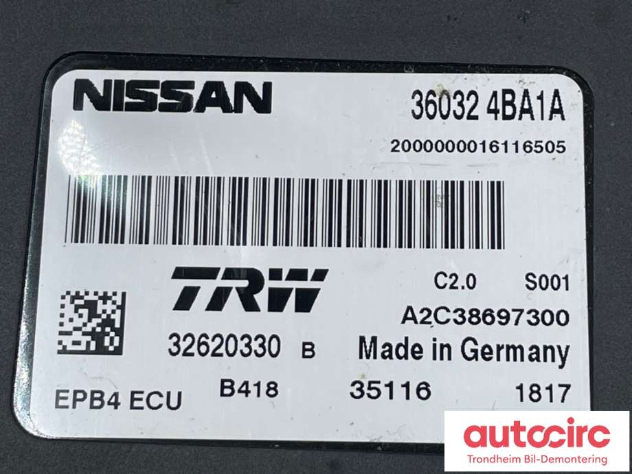 Styreenhet elektrisk parkbrems (EPB - Electric Parking Brake) til Nissan Qashqai 2014-2021 (Type II)  (36032-4BA1A|)