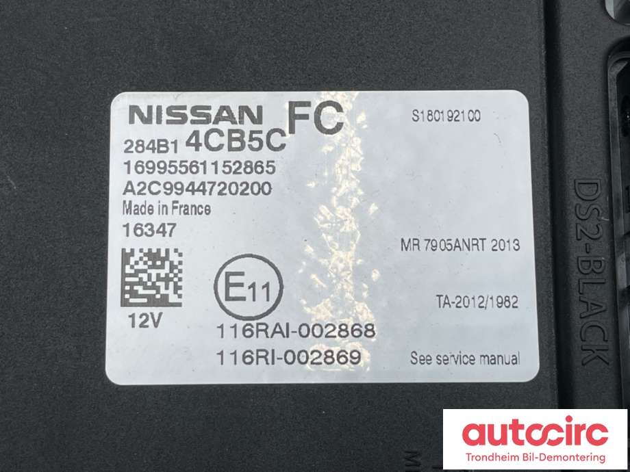 Styreenhet comfort (BCM) til Nissan Qashqai 2014-2021 (Type II)  (284B1-4CB5C|)