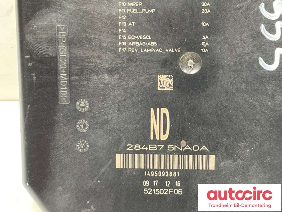 Sikringsboks til Nissan Qashqai 2014-2021 (Type II)  (284B7-5NA0A|)