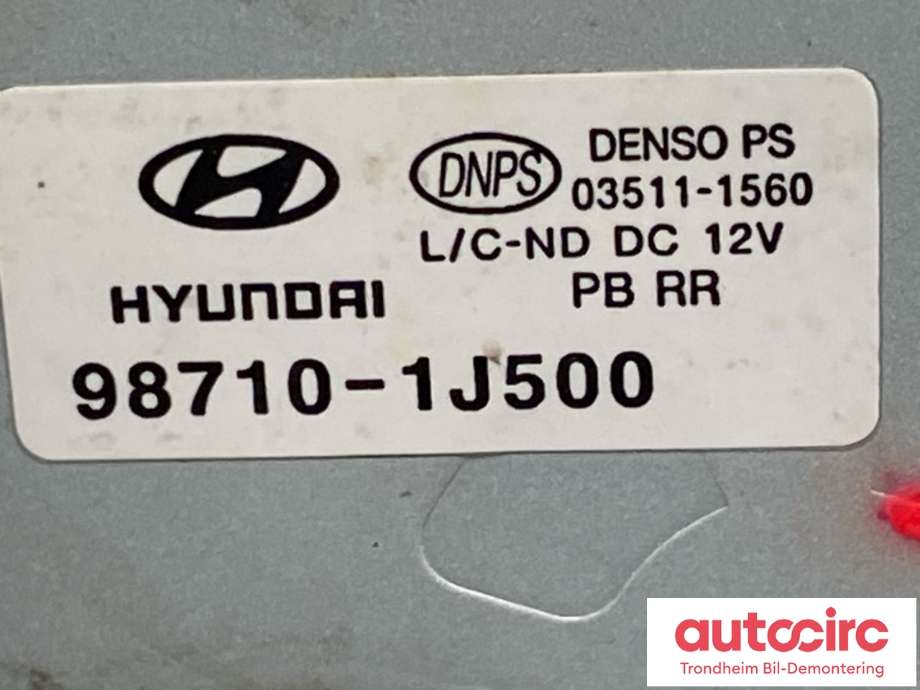 Viskermotor bakrute til Hyundai i20 2009-2014 (Type I)  (98700 1J500|)