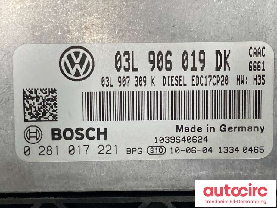 Styreenhet motor til VW Transporter / Caravelle 2009-2015 (Fase 2) (T5) (T5) (03L906019DK|)