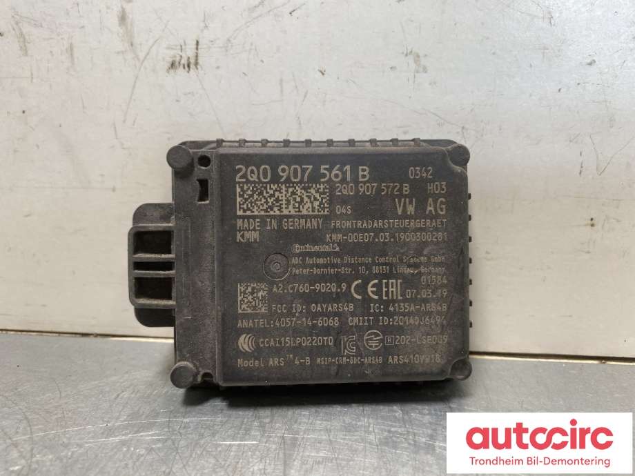 Sensor radar til VW Tiguan 2016-2020 (Type II, Fase 1) (2Q0907561B|2Q0 907 561 L|)