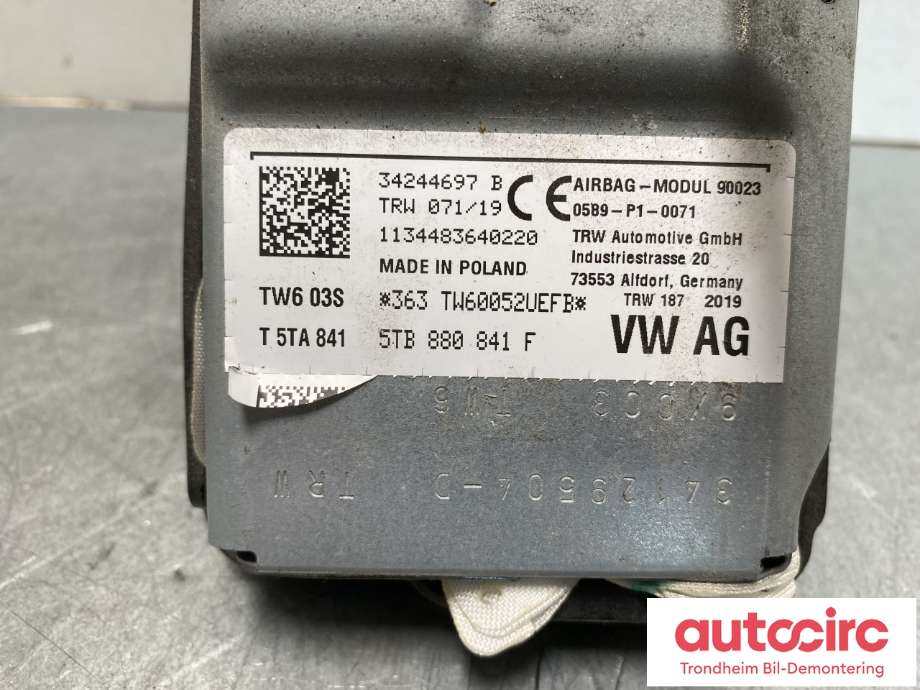 Airbag kne til VW Tiguan 2016-2020 (Type II, Fase 1) (5TB880841F|)