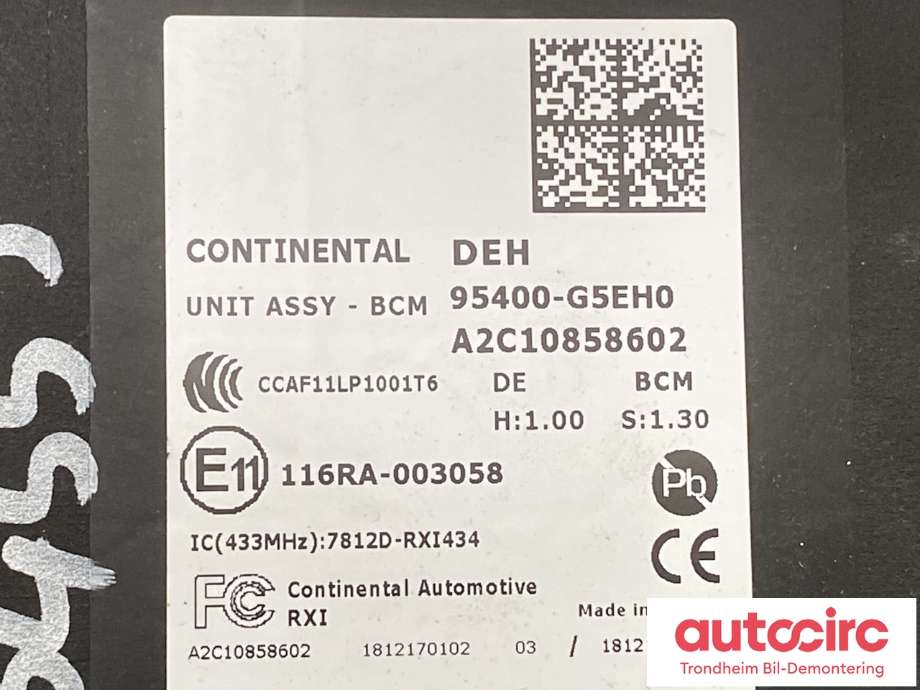 Styreenhet comfort (BCM) til Kia Niro 2016-2021  (95400-G5EH0|)