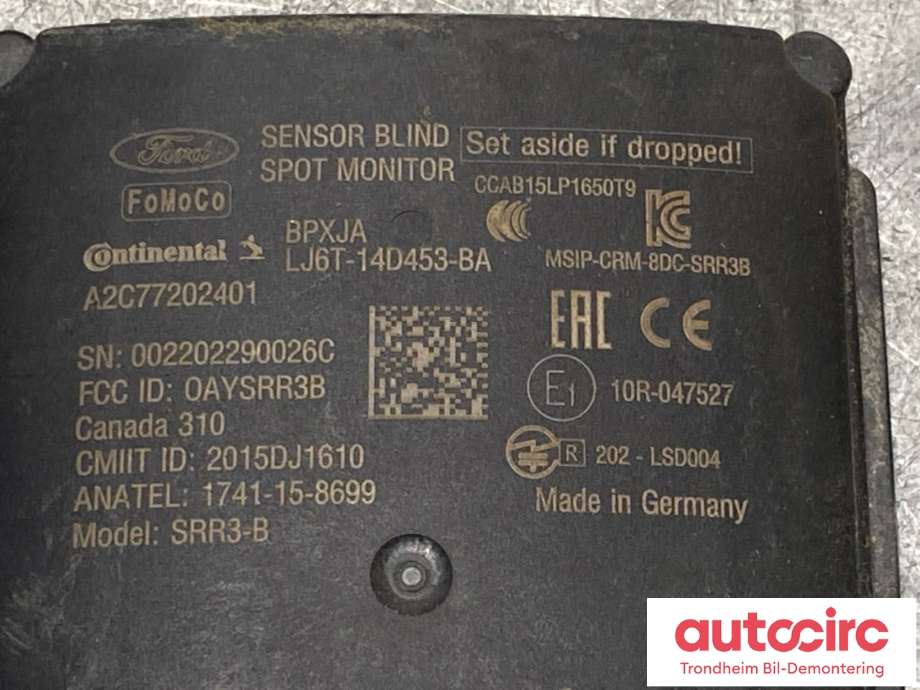 Sensor blindsone til Ford Kuga 2019-->> (Type III) (LJ6T-14D453-BA|2460720|LJ6T-14C689-AA)