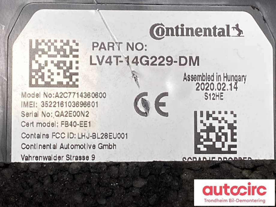 Styreenhet diverse til Ford Kuga 2019-->> (Type III)  (LV4T-14G229-DM|LV4T-14G229-DU|)