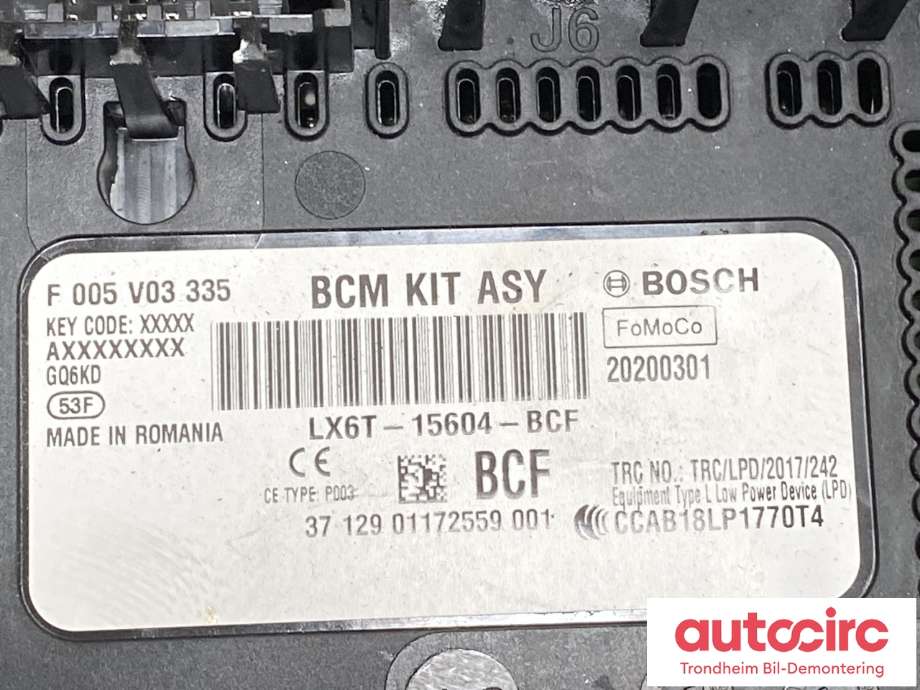 Styreenhet comfort (BCM) til Ford Kuga 2019-->> (Type III) (LX6T-15604-BCF|2473673|)