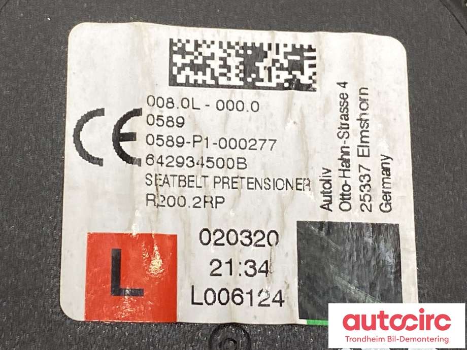 Sikkerhetsbelte foran venstre til Ford Kuga 2019-->> (Type III) (2751164|LV4B-S61295-AE3JA6|)
