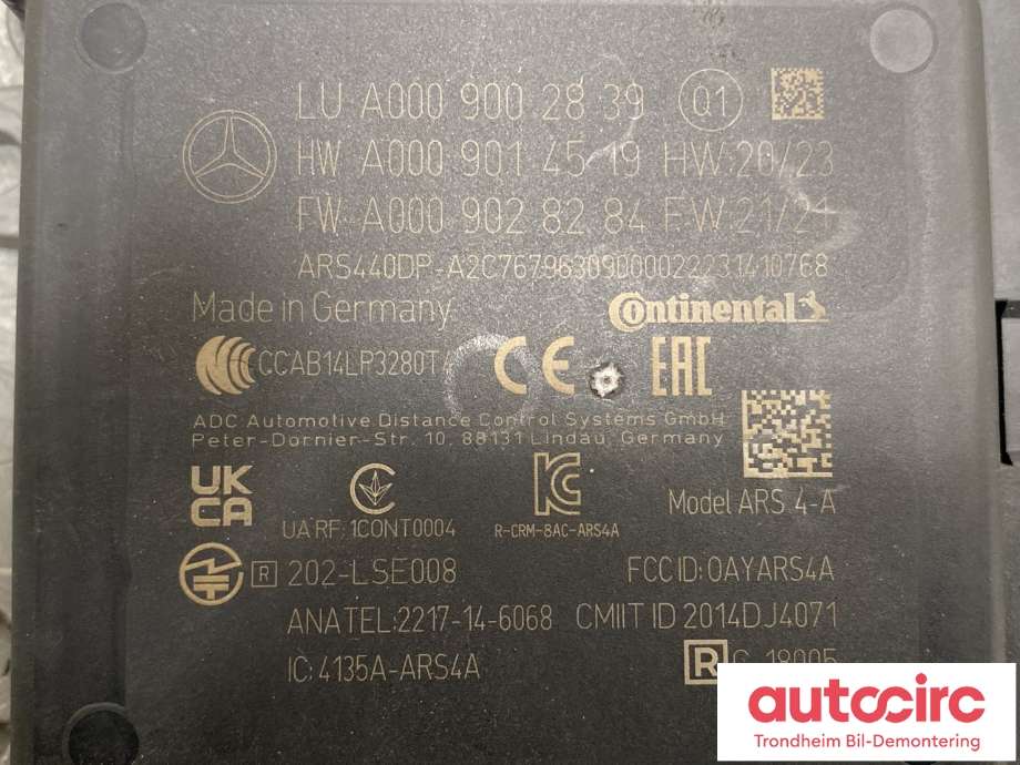 Sensor radar til Mercedes EQB 2022-->> (A 000 900 28 39|A0009007923|)