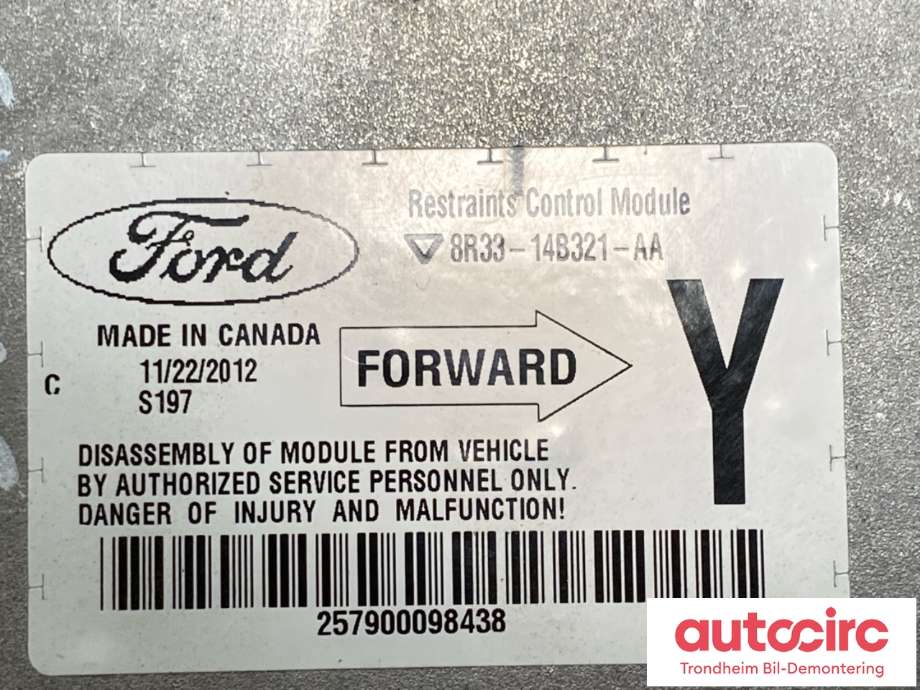 Styreenhet airbag hovedsensor til Ford Mustang 2005-2014 (8R33-14B321-AA|8R3Z-14B321-A|)