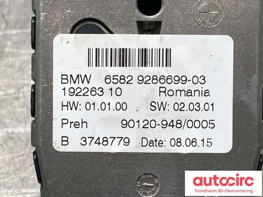Bilstereo betjeningspanel til BMW 2-Serie, Active/Gran Tourer 2014-->> (F45/F46) (F45/F46) (65 82 9 286 699|)