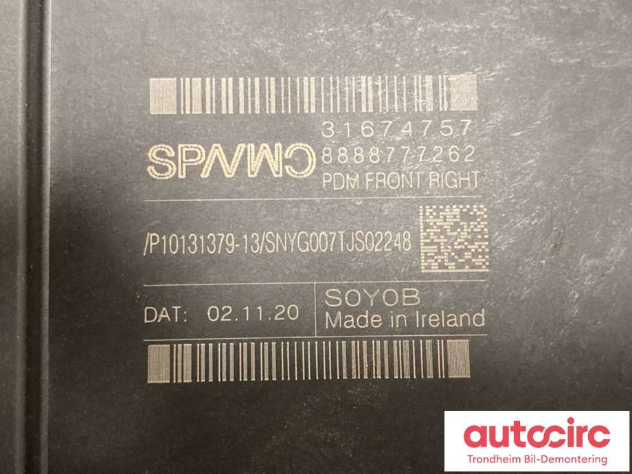 Ruteheis, kun motor, høyre foran til Volvo XC90 2015-2025 (Type II)  (31674757|31440412|)