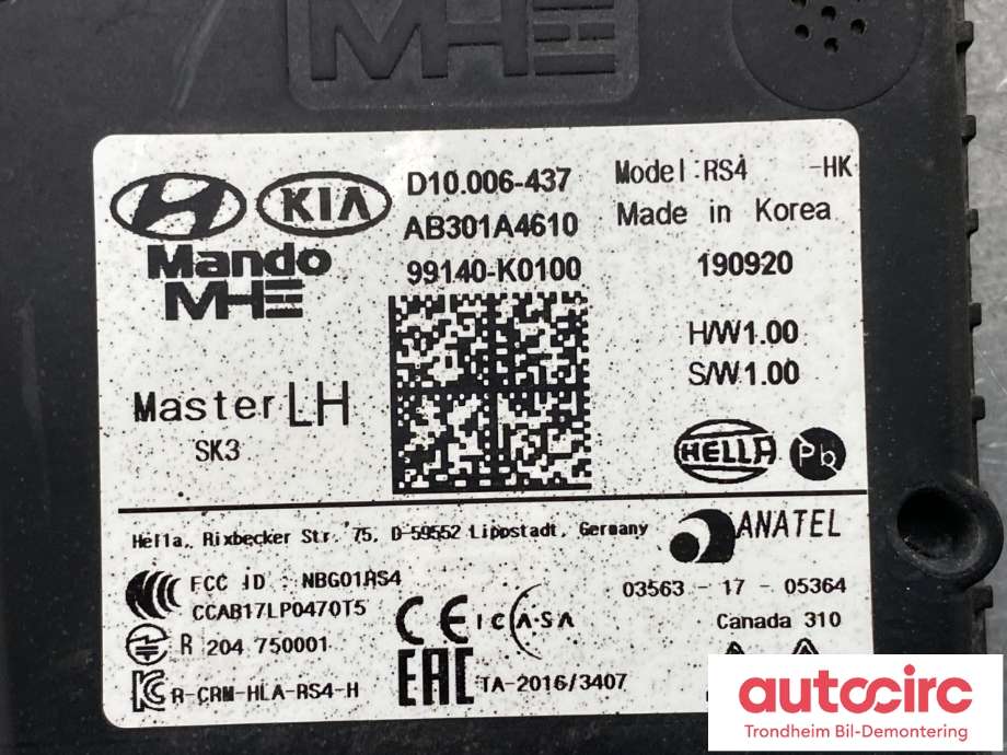 Sensor radar til Kia e-Soul 2019-->> (Type III) (ANATEL|99140-K0100|)