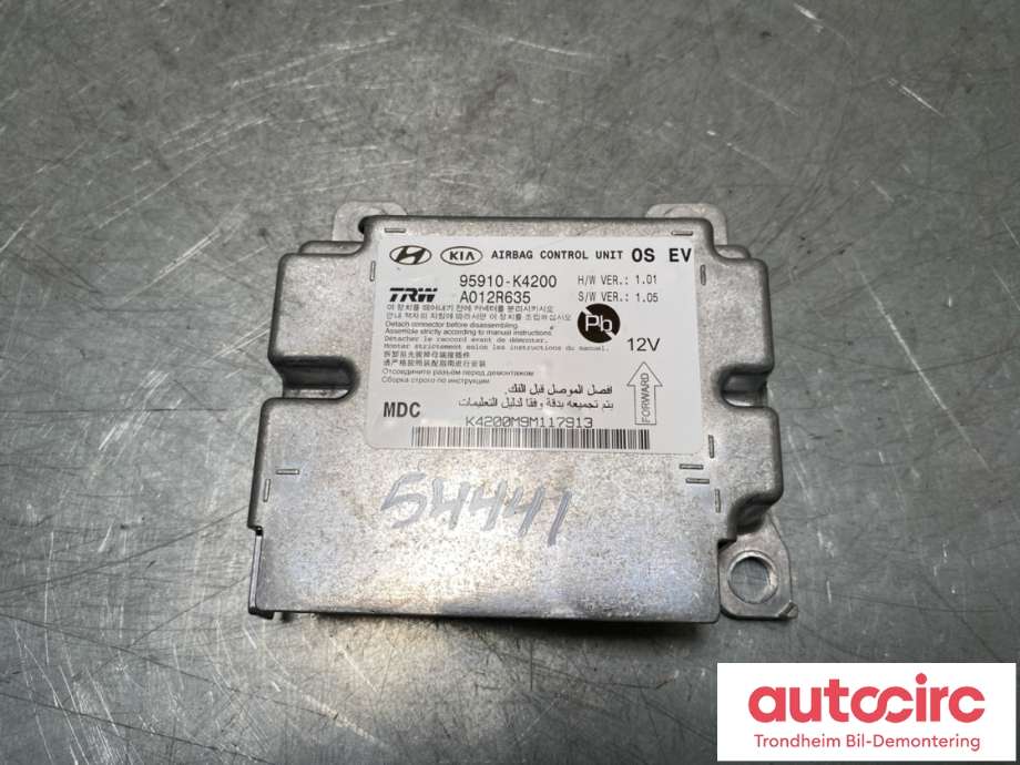 Styreenhet airbag hovedsensor til Hyundai Kona, 2021-2023 (Type I, Fase 2)  (95910K4200)