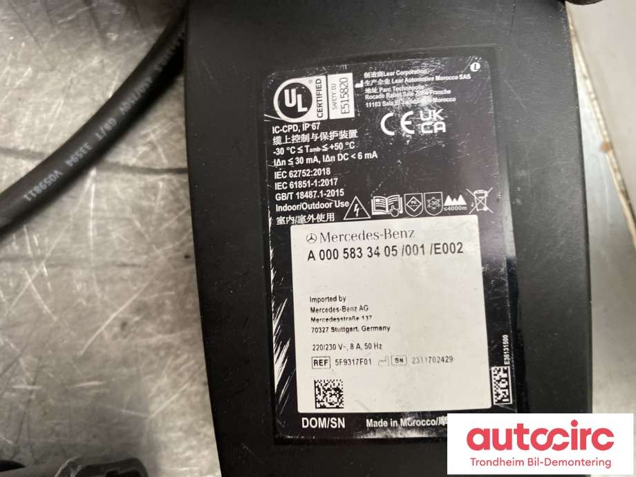 Batterilader kabel til Mercedes EQC 2019-->>