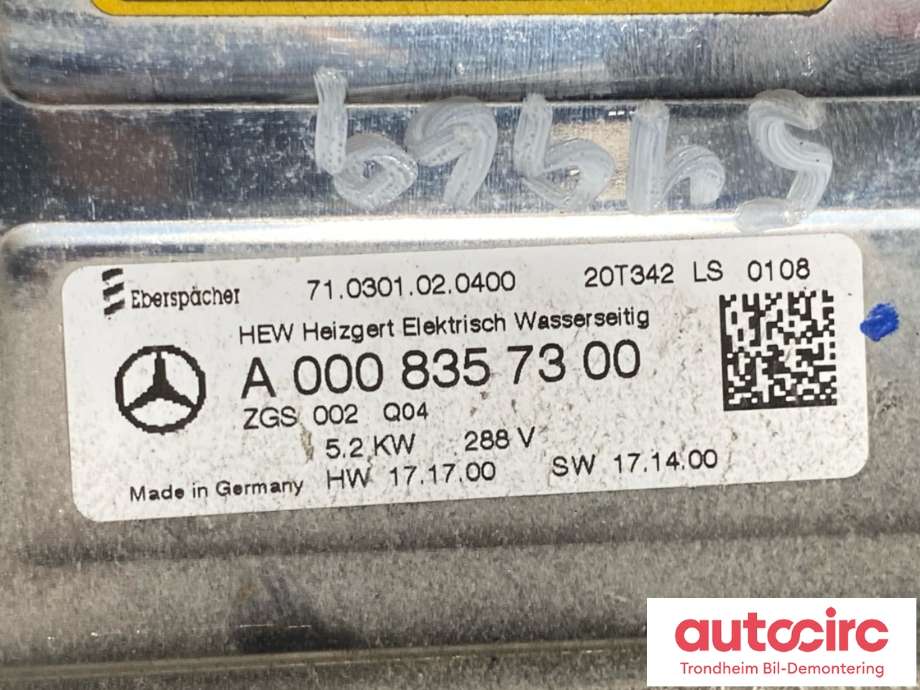 Varmeapparat PTC-heater til Mercedes EQC 2019-->> (A0008357300|)