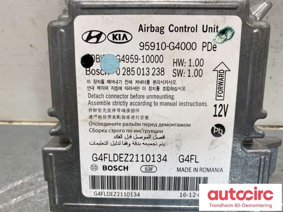 Airbag elektronikk til Hyundai i30 2017-2020 (Type III) (95910G4000|)