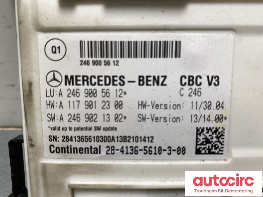 Styreenhet comfort (BCM) til Mercedes A-Klasse 2012-2018 (W176) (W176) (A 117 901 23 00|A 246 902 13 02*|)