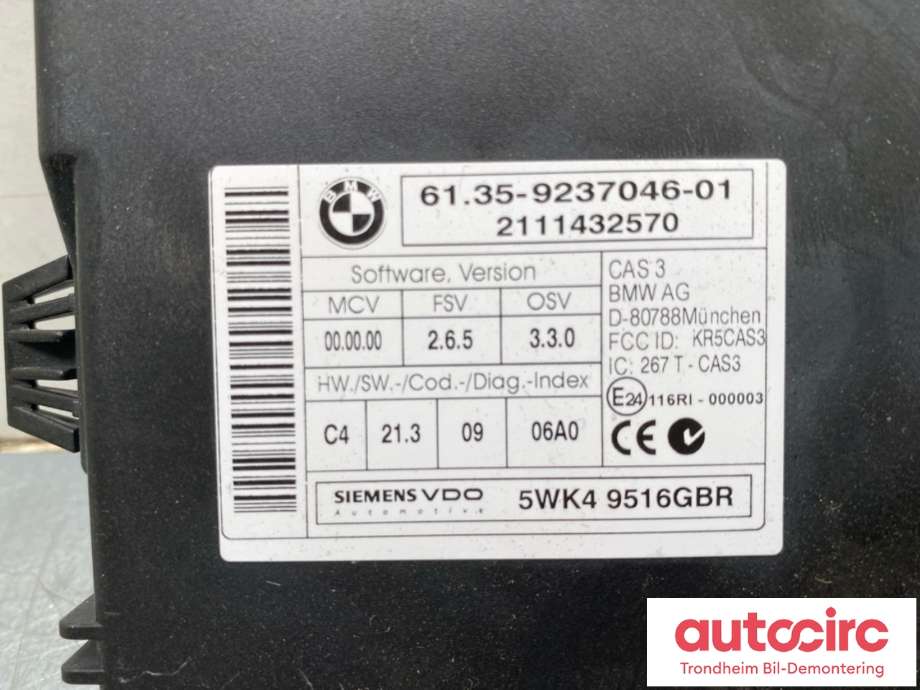 Styreenhet diverse til BMW X5 2007-2013 (E70) (E70) (SIMENS VDO|61 35 9 395 656|)