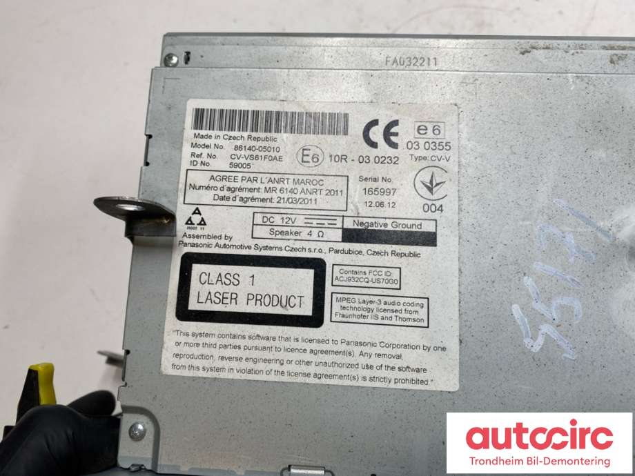 Bilstereo navigasjon til Toyota Avensis 2009-2015 (Type III, Fase 1)  (8614005010|)