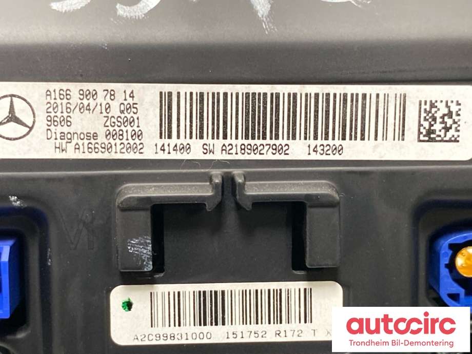 Bilstereo navigasjon skjerm til Mercedes B-Klasse, electric drive 2014-2018 (W242) (W242) (A1669007814|)