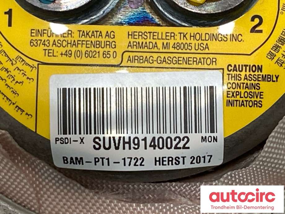Airbag rattpute til Tesla Model X 2016-->>  (1022506-00-G|)
