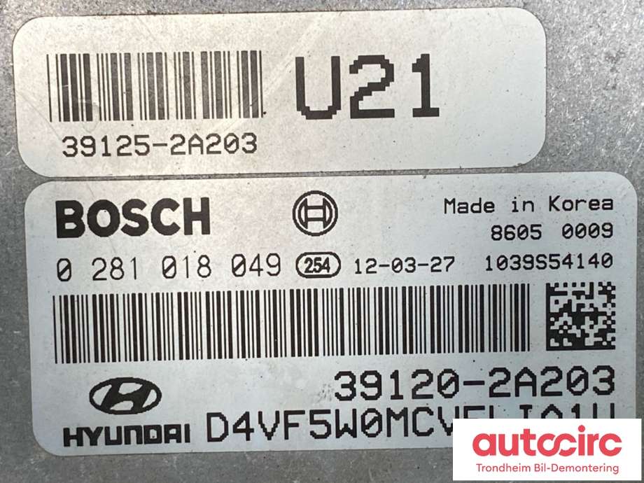 Styreenhet motor til Hyundai i40 2012-2017 (BOSCH/HYUNDAI|0 281 018 049|39120-2A203|)