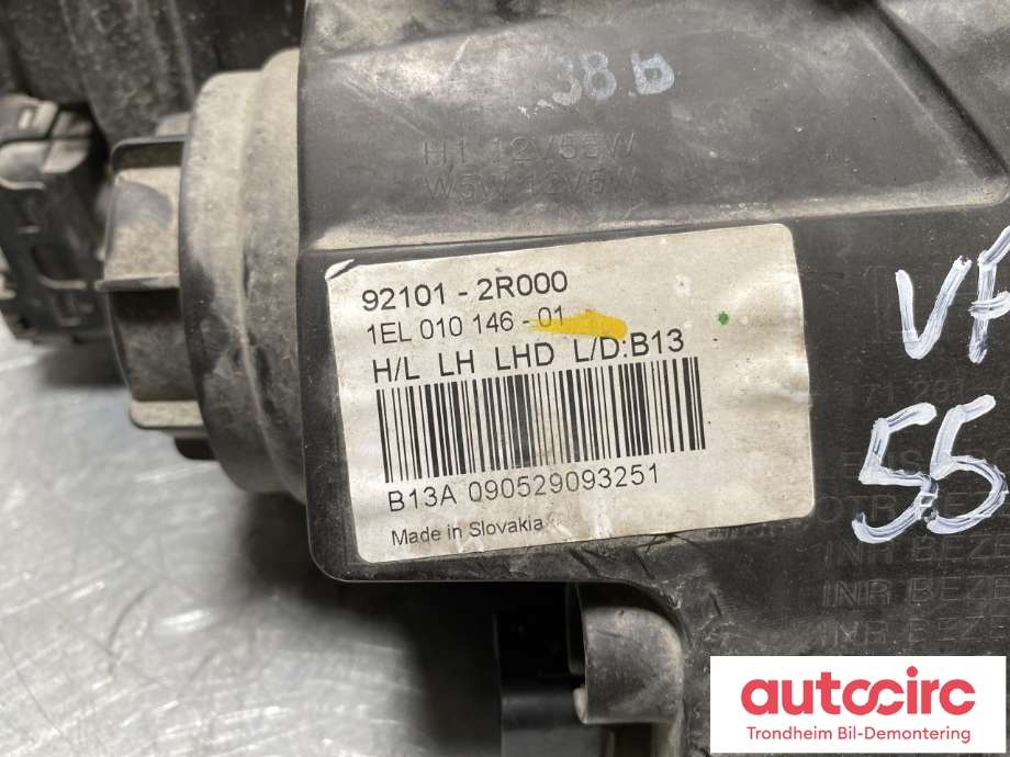 Frontlykt venstre halogen til Hyundai i30 2007-2012 (Type I)  (92101-2R000|)