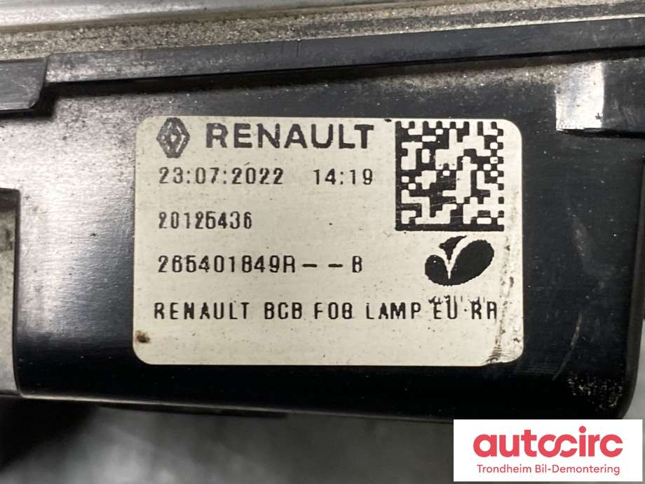 Tåkelykt bak til Renault Megane E-Tech 2022-->>  (RENAULT|265401849R|)