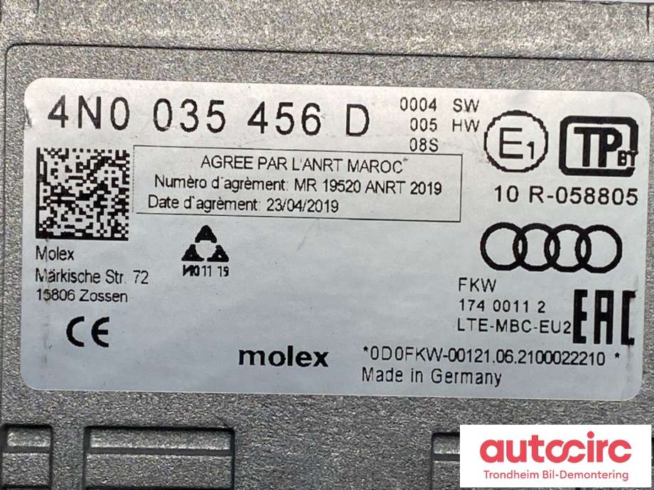 Antenne forsterker til Audi e-tron 2018-->>  (4N0035456D|4N0035456G|)