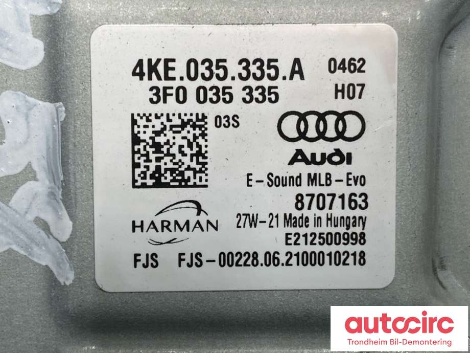 Styreenhet diverse til Audi e-tron 2018-->>  (4KE035335A|)
