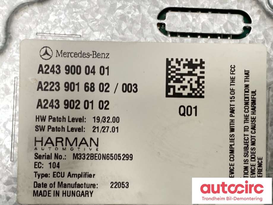 Styreenhet diverse til Mercedes EQB 2022-->> (A2439000401|)