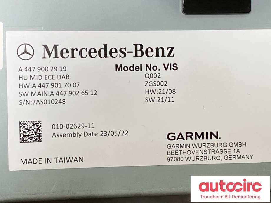 Bilstereo navigasjon til Mercedes Vito 2014-->> (W447) (W447) (A4479002919|)