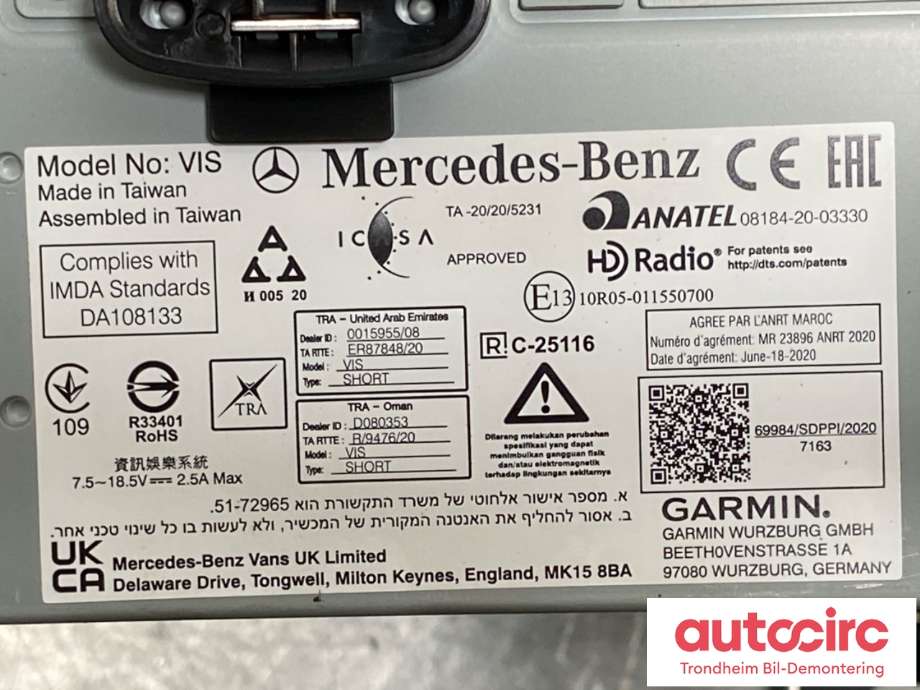 Bilstereo navigasjon til Mercedes Vito 2014-->> (W447) (W447) (A4479002919|)