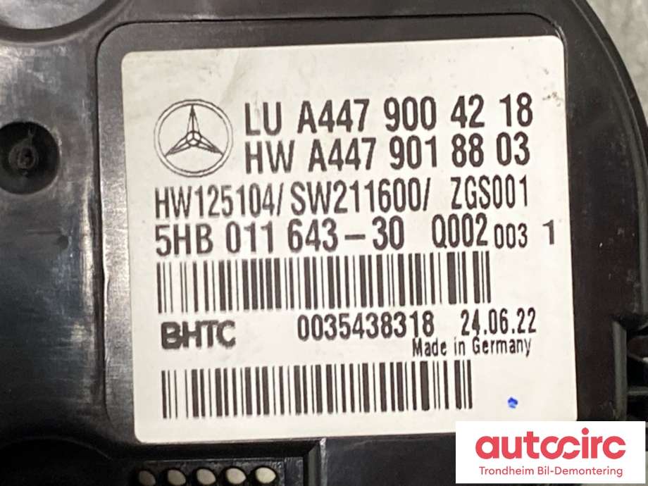 Varmeapparat betjening til Mercedes Vito 2014-->> (W447) (W447) (A4479004218|)