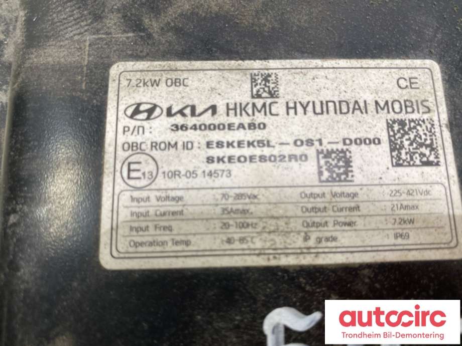 Batterilader (OBC - On Board Charger) til Kia e-Soul 2019-->> (Type III)  (MOBIS|36400-0EAB0|)