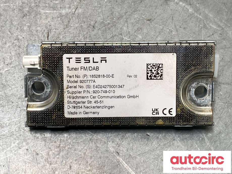 Styreenhet DAB til Tesla Model 3, 2024-->> (Fase 2)  (1852818-00-E)