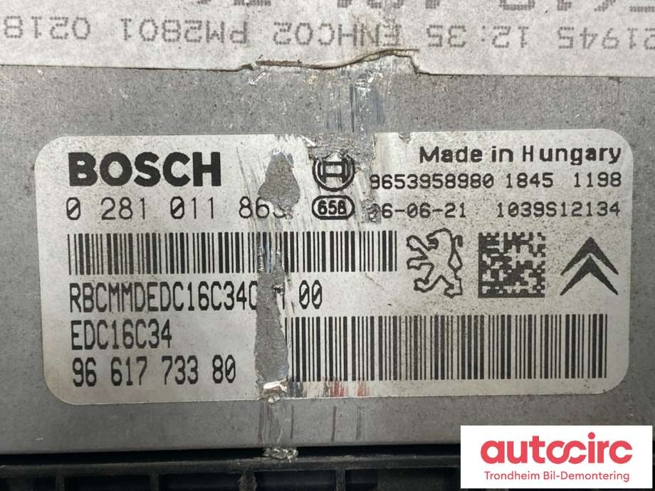 Styreenhet motor til Peugeot 307 2001-2004 (Fase 1) (BOSCH|0281011863|1940 JJ|)