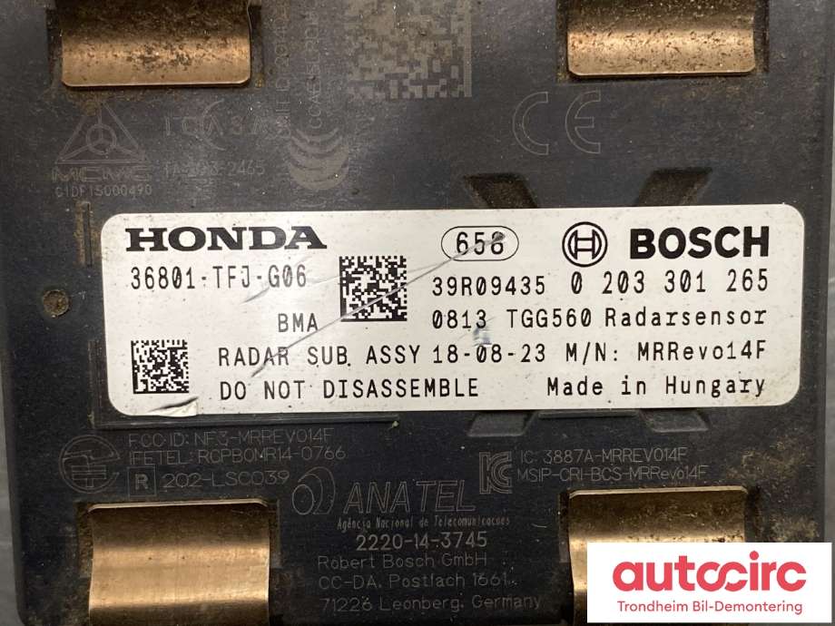 Sensor radar til Honda Civic 2017-->> (Type X)  (BOSCH|0203301265|36803-TFJ-G16|)
